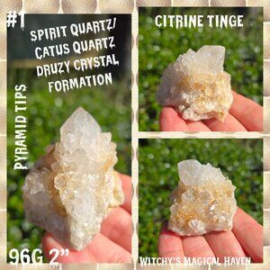 Spirit Cactus Quartz with Clusters and Quartz Pyramid Point #1